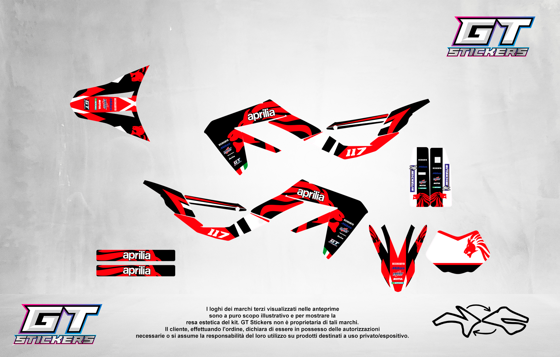 Kit Grafiche Personalizzate APRILIA RX SX 50 125 – Strike – Crystal 0.4 mm
