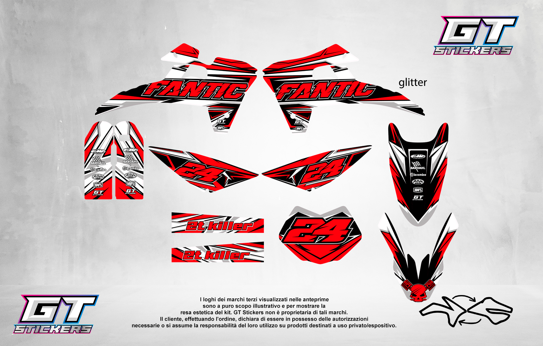 Kit Grafiche Personalizzate FANTIC XX XE XEF 50 125 250 450 – Dynamo – Crystal 0.4 mm