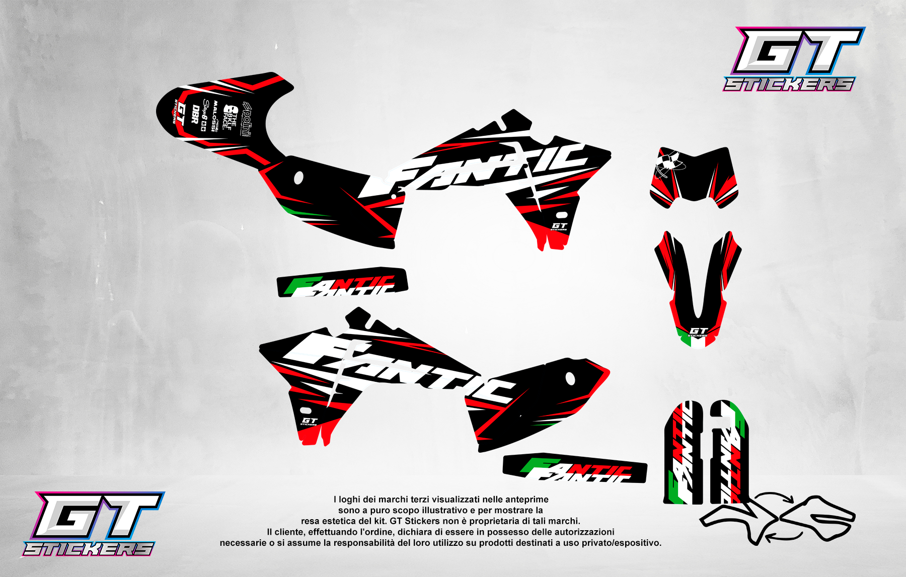 Kit Grafiche Personalizzate FANTIC XX XE XEF 50 125 250 450 – Flash – Crystal 0.4 mm