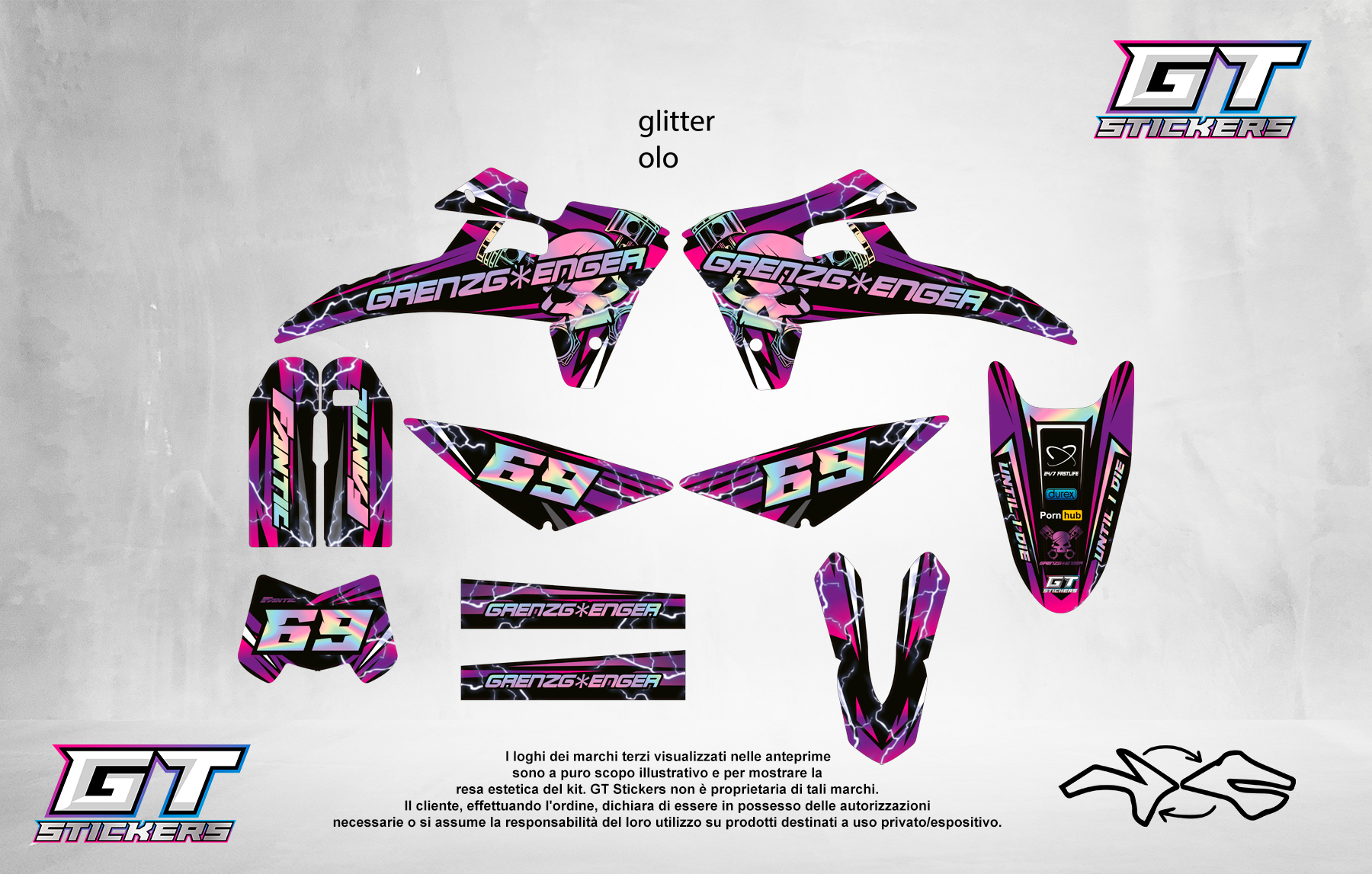 Kit Grafiche Personalizzate FANTIC XX XE XEF 50 125 250 450 – Frost – Crystal 0.4 mm