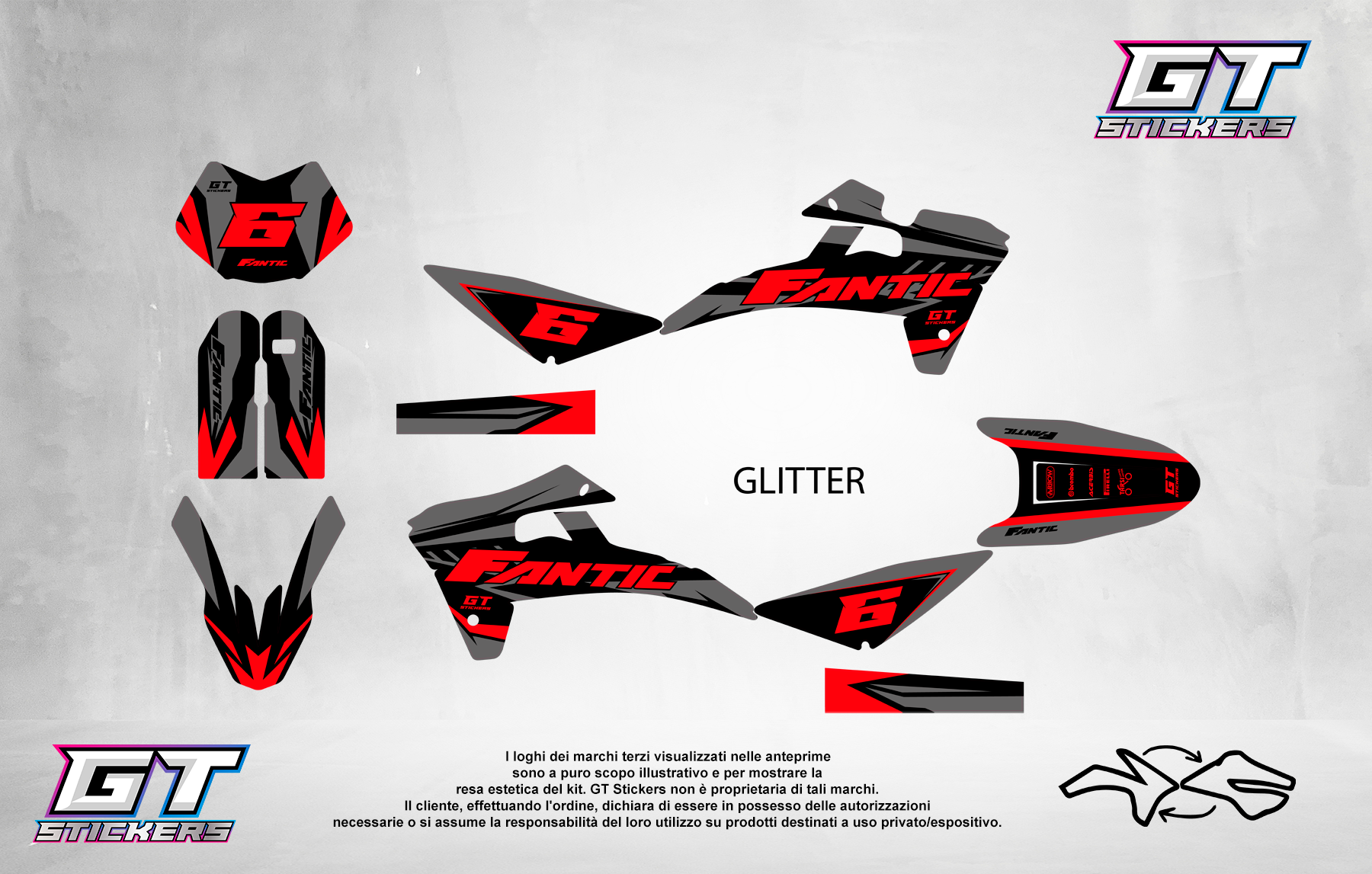 Kit Grafiche Personalizzate FANTIC XX XE XEF 50 125 250 450 – Fury – Crystal 0.4 mm