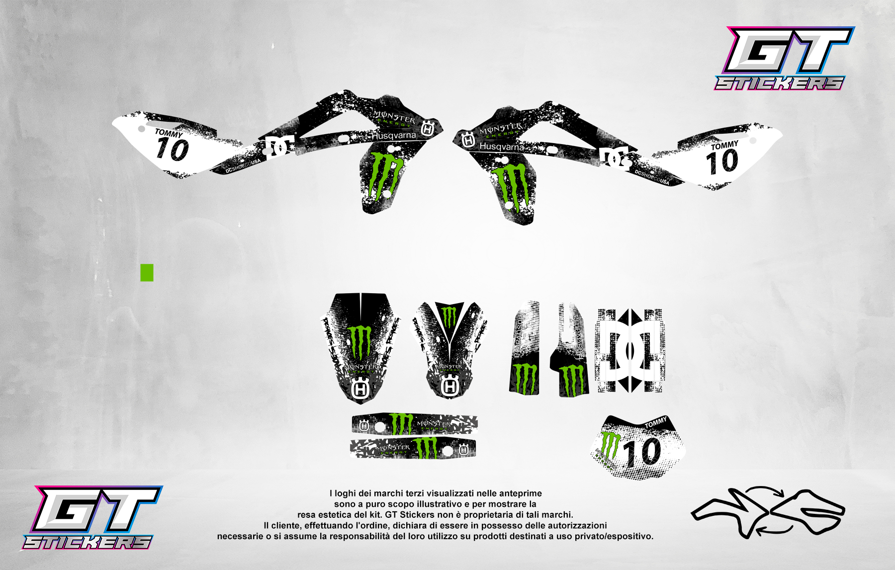 Kit Grafiche Personalizzate HUSQVARNA TC TE FC FE 50 65 85 125 250 450 – Bolt – Crystal 0.4 mm