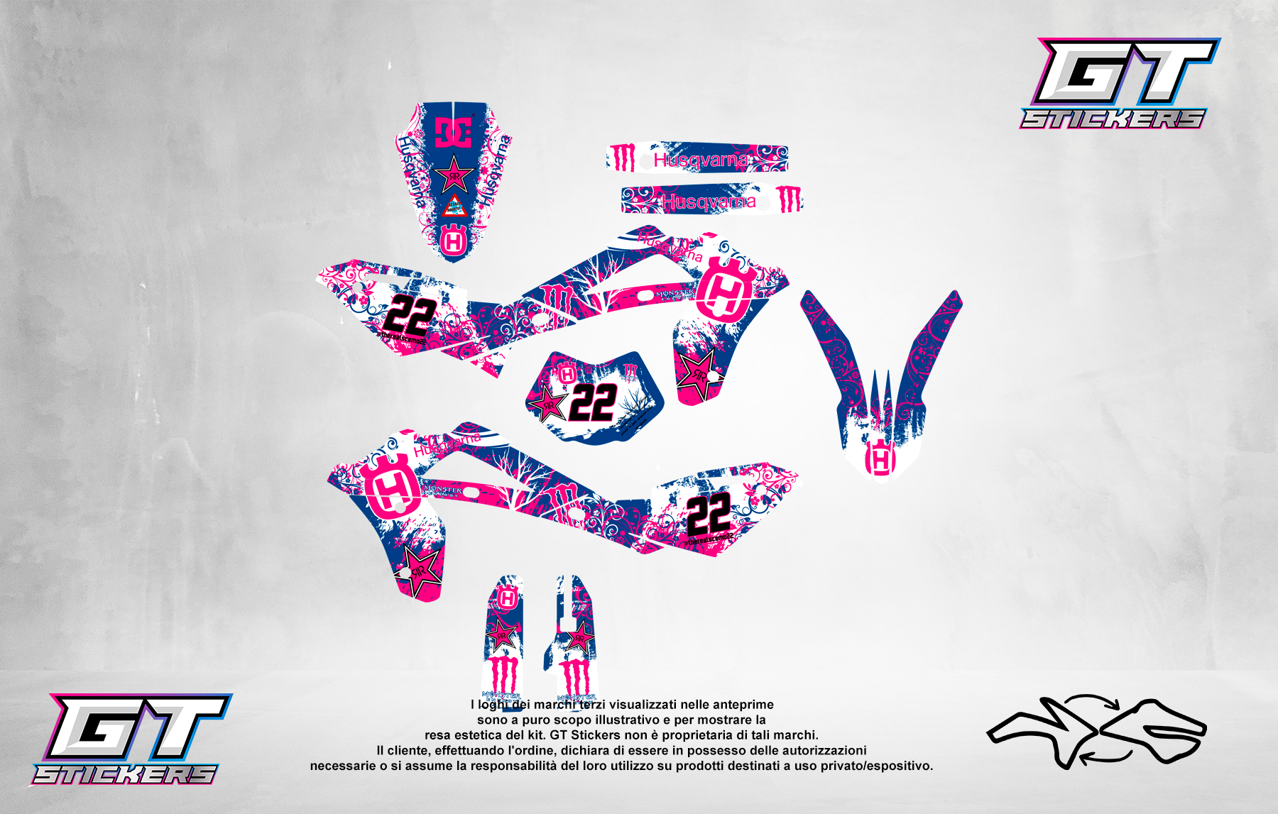 Kit Grafiche Personalizzate HUSQVARNA TC TE FC FE 50 65 85 125 250 450 – Comet – Crystal 0.4 mm