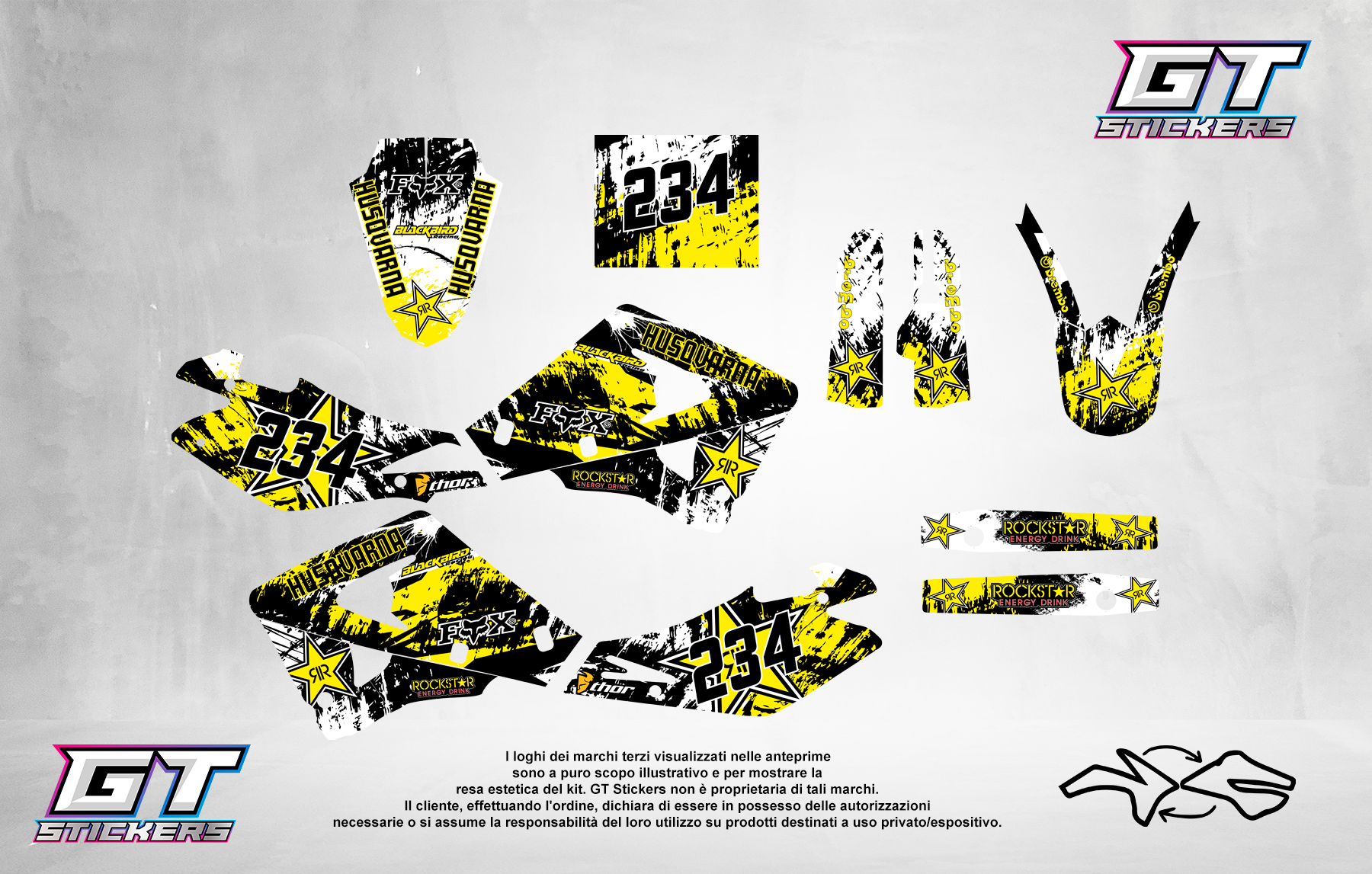 Kit Grafiche Personalizzate HUSQVARNA TC TE FC FE 50 65 85 125 250 450 – Hawk – Crystal 0.4 mm