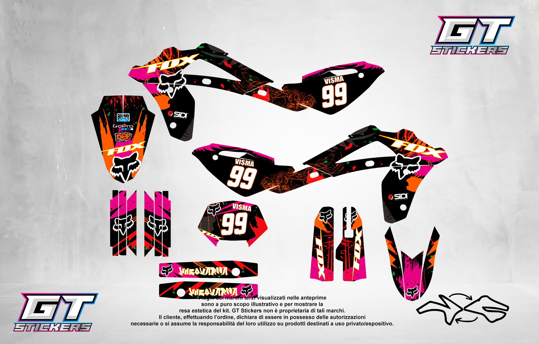 Kit Grafiche Personalizzate HUSQVARNA TC TE FC FE 50 65 85 125 250 450 – Predator – Crystal 0.4 mm