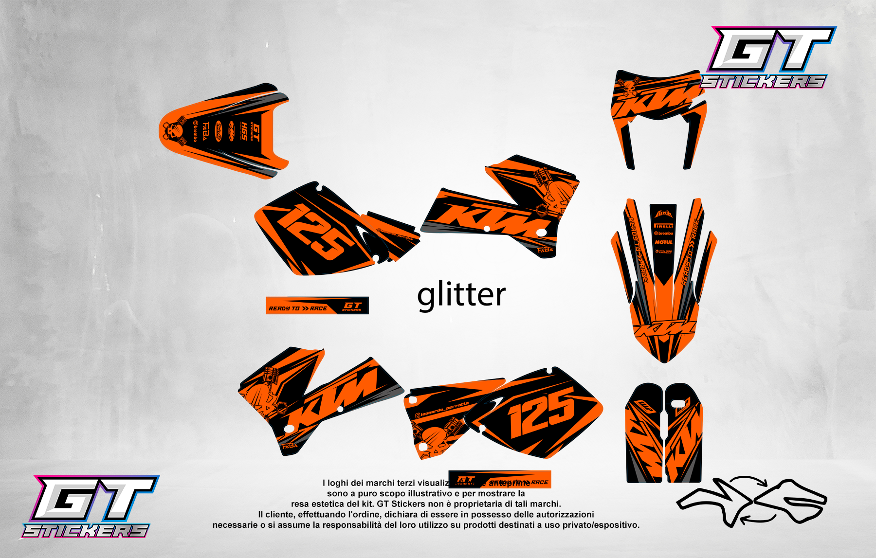 Kit Grafiche Personalizzate KTM SX SXF EXC 50 65 85 125 250 450 – Drift – Crystal 0.4 mm