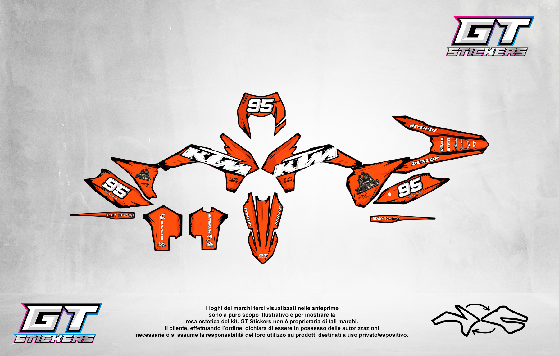 Kit Grafiche Personalizzate KTM SX SXF EXC 50 65 85 125 250 450 – Edge – Crystal 0.4 mm