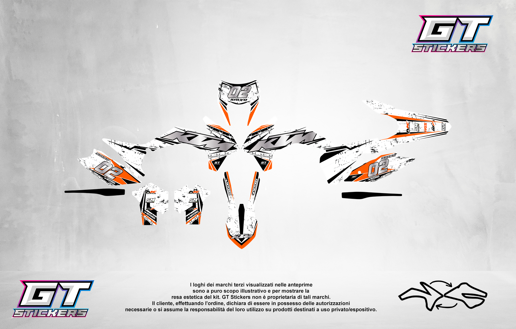 Kit Grafiche Personalizzate KTM SX SXF EXC 50 65 85 125 250 450 – Nova – Crystal 0.4 mm