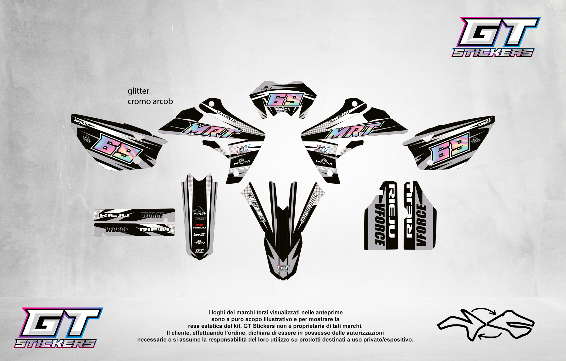 Kit Grafiche Personalizzate RIEJU MR Marathon 50 125 250 – Maverick – Crystal 0.4 mm