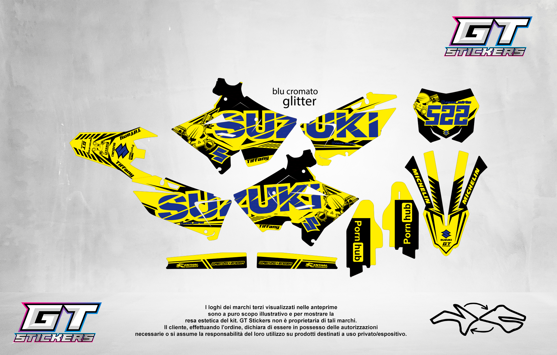 Kit Grafiche Personalizzate SUZUKI RM RMZ 65 85 125 250 450 – Cobra – Crystal 0.4 mm