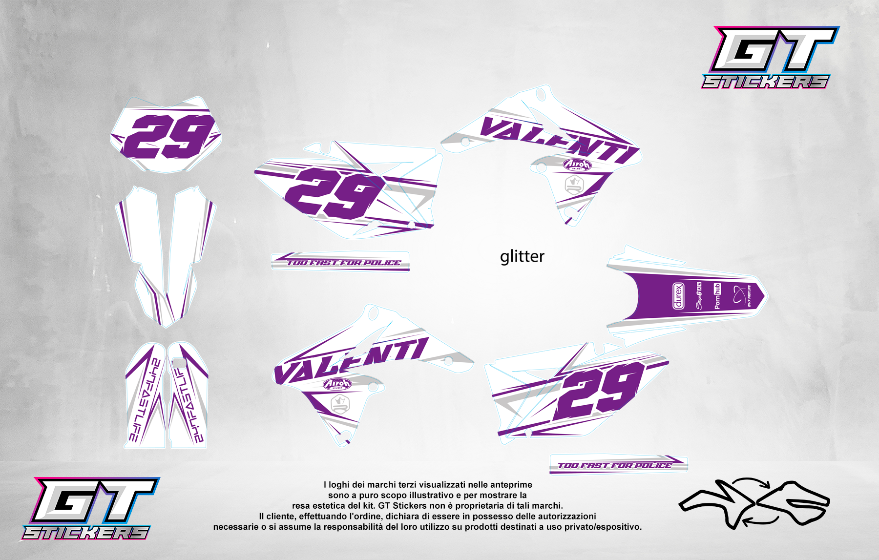 Kit Grafiche Personalizzate SUZUKI RM RMZ 65 85 125 250 450 – Storm – Crystal 0.4 mm