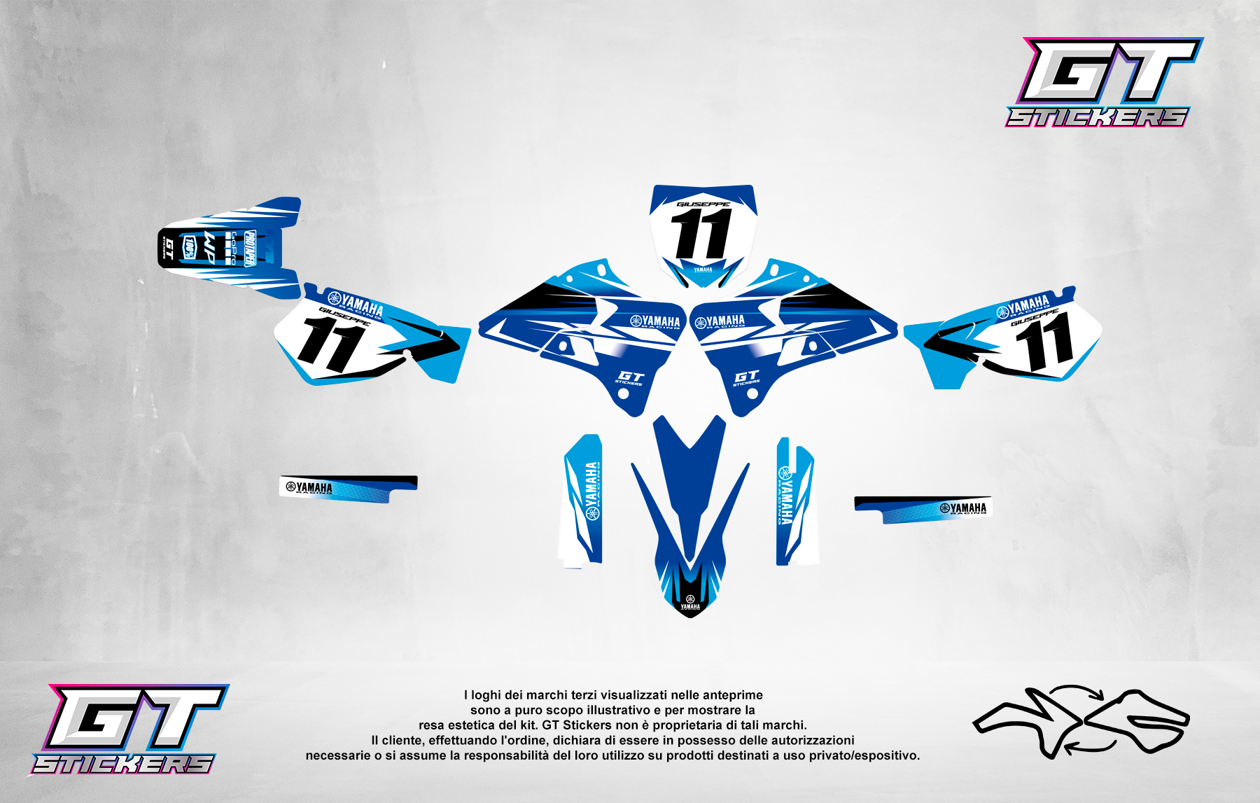 Kit Grafiche Personalizzate YAMAHA YZ YZF WR 65 85 125 250 450 – Talon – Crystal 0.4 mm